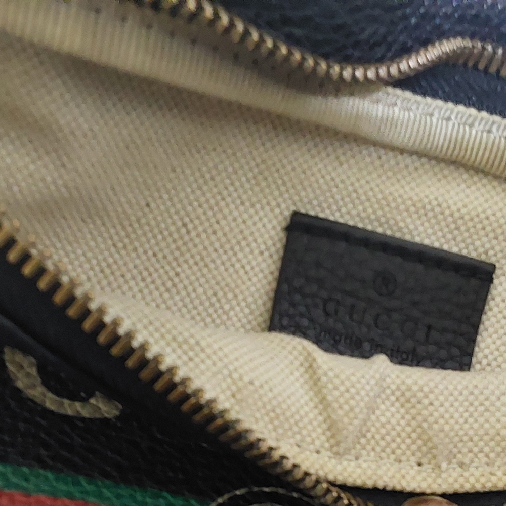 Gucci Black Leather Belt Bag with Sherrry Line Signature Strap Comes With COA - Picture 9 of 12